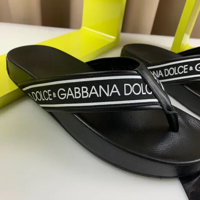 Dolce & Gabbana Logo-Band Platform Black White Strap Sole Slippers 5