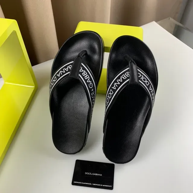 Dolce & Gabbana Logo-Band Platform Black White Strap Sole Slippers 6
