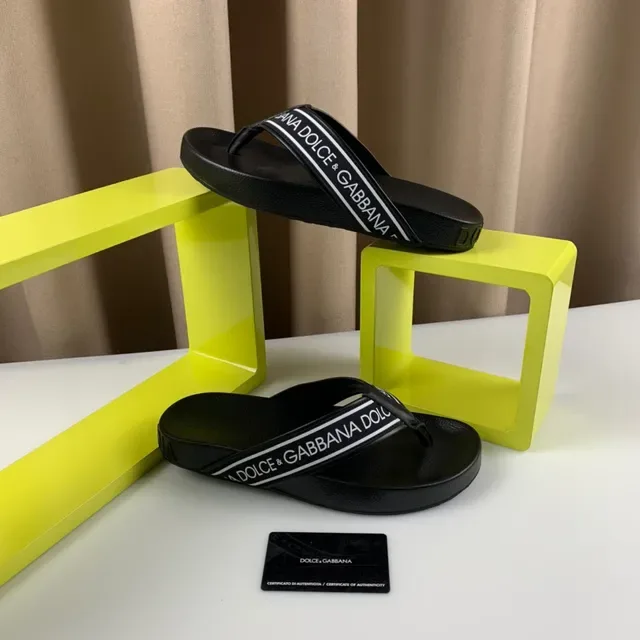 Dolce & Gabbana Logo-Band Platform Black White Strap Sole Slippers 8