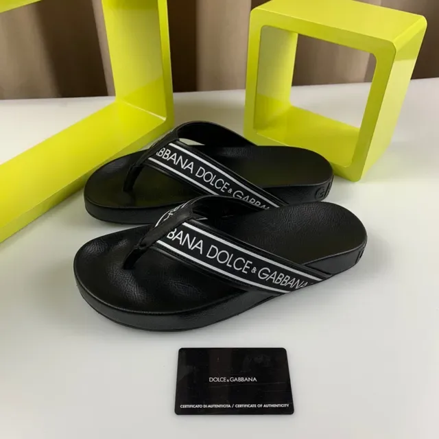 Dolce & Gabbana Logo-Band Platform Black White Strap Sole Slippers 9