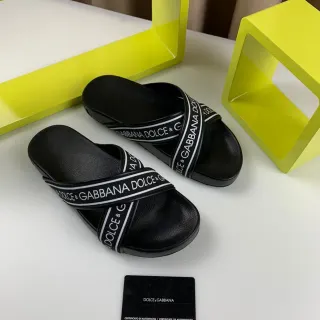 Dolce & Gabbana Logo-Band Slide 黑白带 轮廓拖鞋
