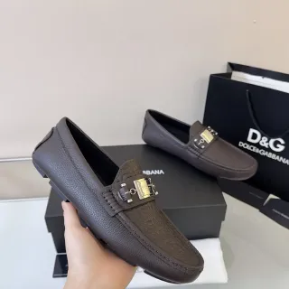 Dolce & Gabbana Portofino Brown Pebbled Leather Horsebit Loafers