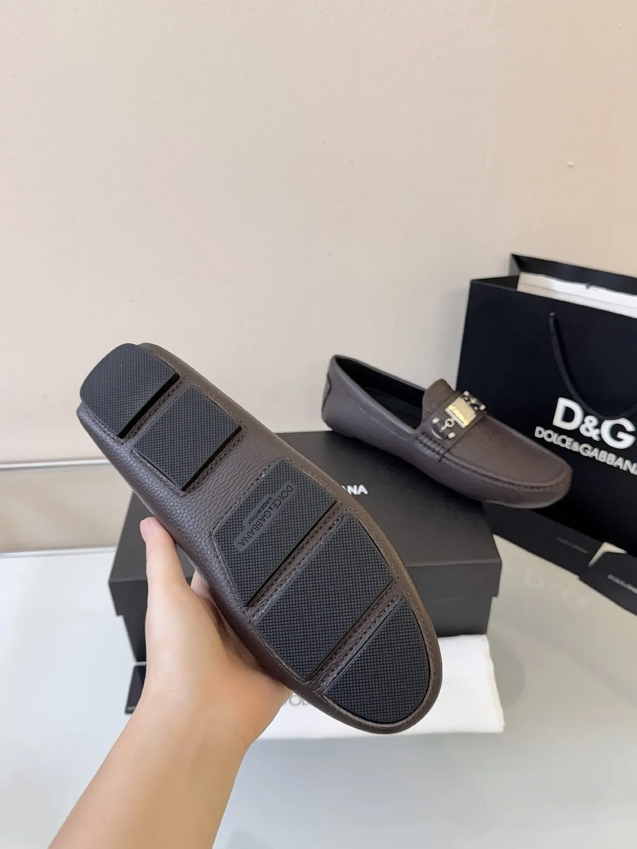 Mocassins Dolce & Gabbana Portofino Marrom Couro Pebbled Horsebit 5