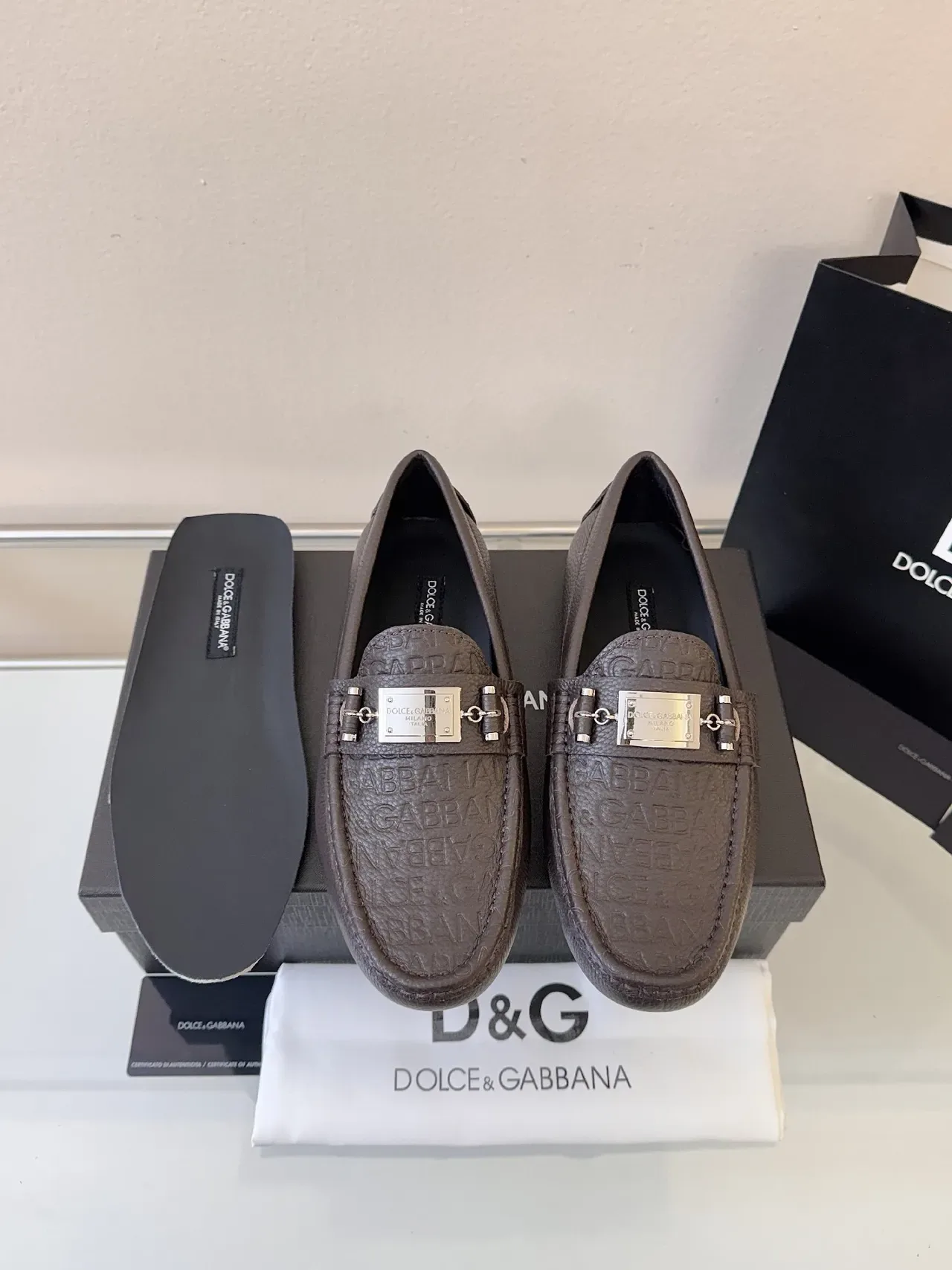 Mocassins Dolce & Gabbana Portofino Marrom Couro Pebbled Horsebit 6
