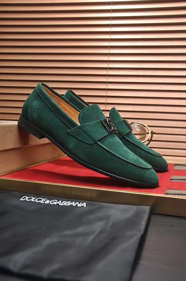 Dolce & Gabbana Portofino Mocassins en Daim Vert 9