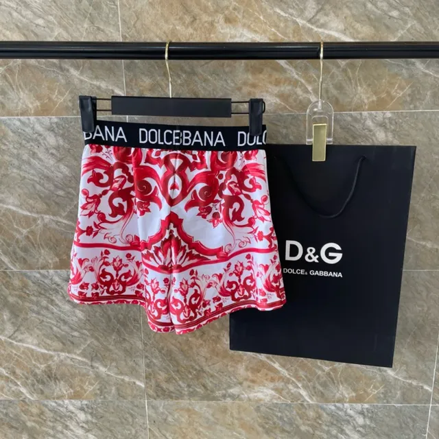Dolce & Gabbana Red White Baroque-Print Strapless Bandeau Top Swimwear 2