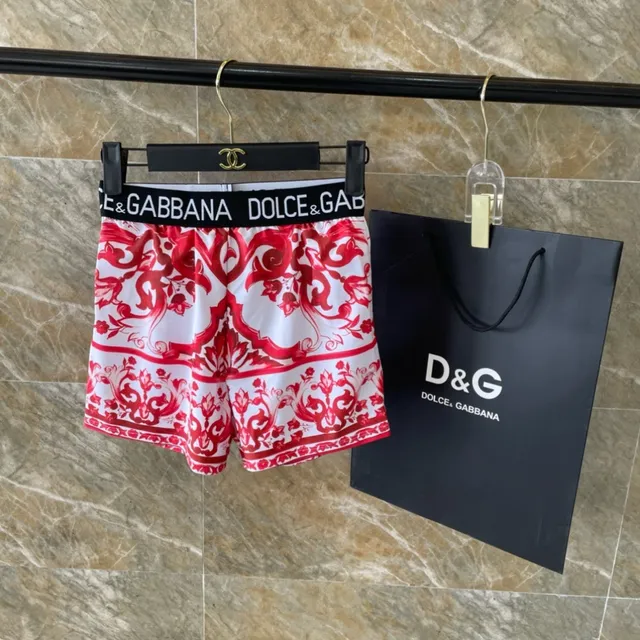 Dolce & Gabbana Red White Baroque-Print Strapless Bandeau Top Swimwear 4