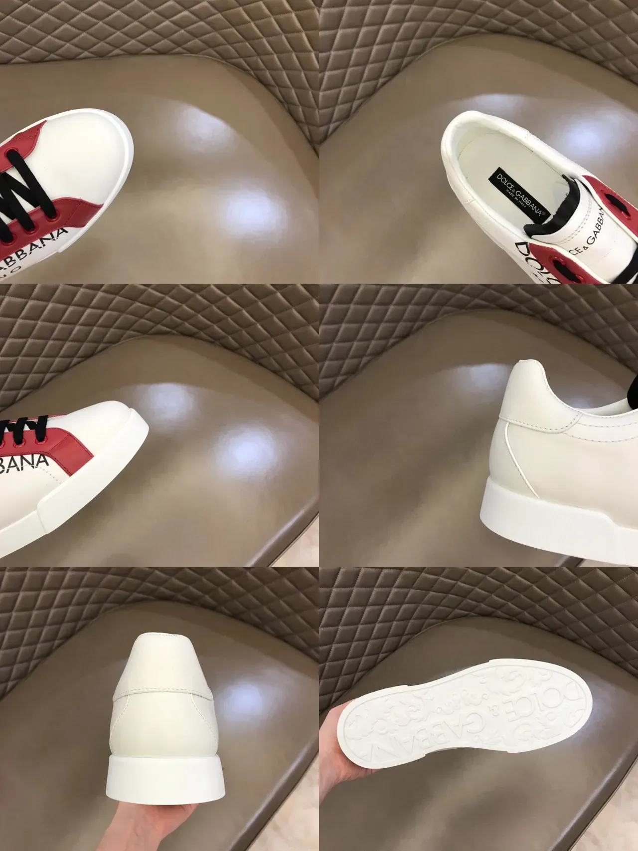 Dolce & Gabbana White and Red Logo Panel Lifestyle Sneakers 2