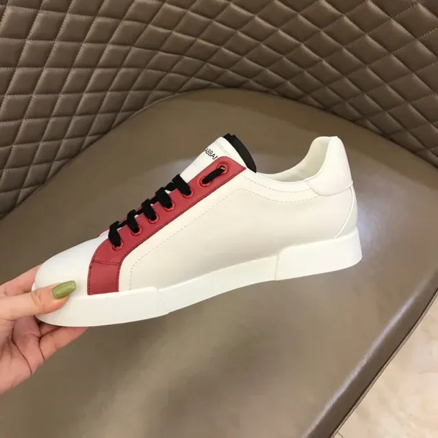 Dolce & Gabbana White and Red Logo Panel Lifestyle Sneakers 3