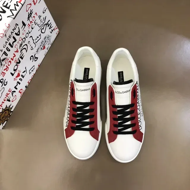 Dolce & Gabbana White and Red Logo Panel Lifestyle Sneakers 9