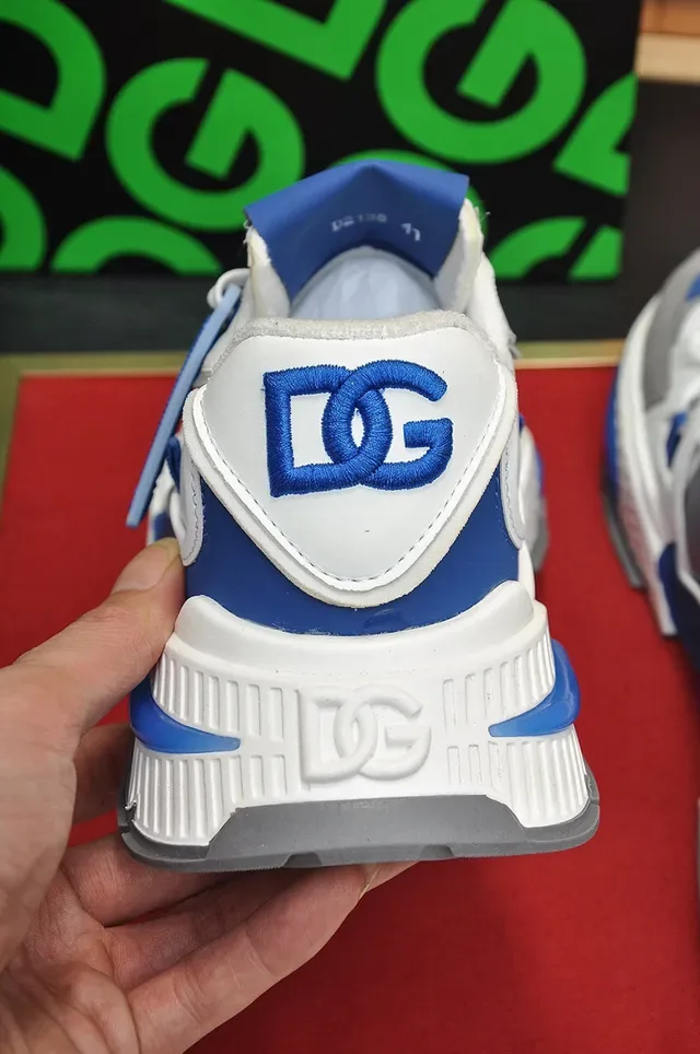 Dolce & Gabbana White Blue Multi-Panel Construction Sculpted Sole Chunky Sneakers 2