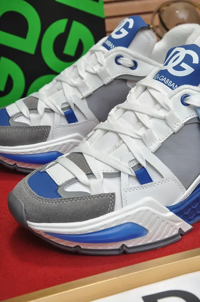 Dolce & Gabbana White Blue Multi-Panel Construction Sculpted Sole Chunky Sneakers 3