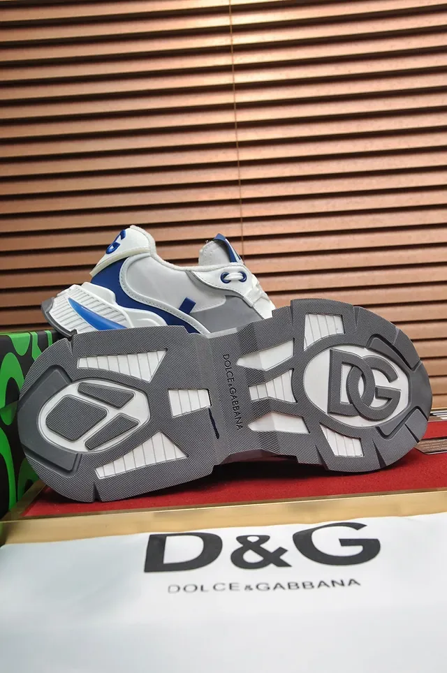 Dolce & Gabbana White Blue Multi-Panel Construction Sculpted Sole Chunky Sneakers 4