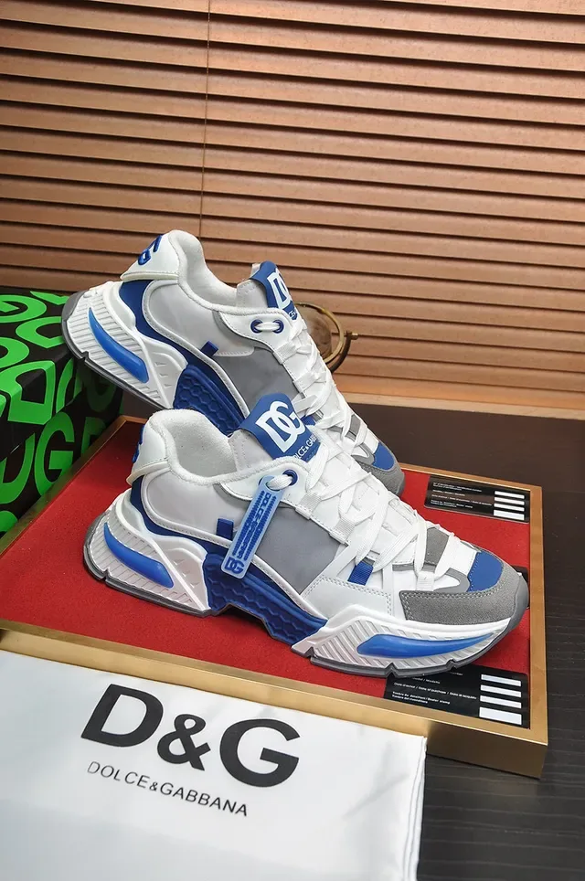 Dolce & Gabbana White Blue Multi-Panel Construction Sculpted Sole Chunky Sneakers 5