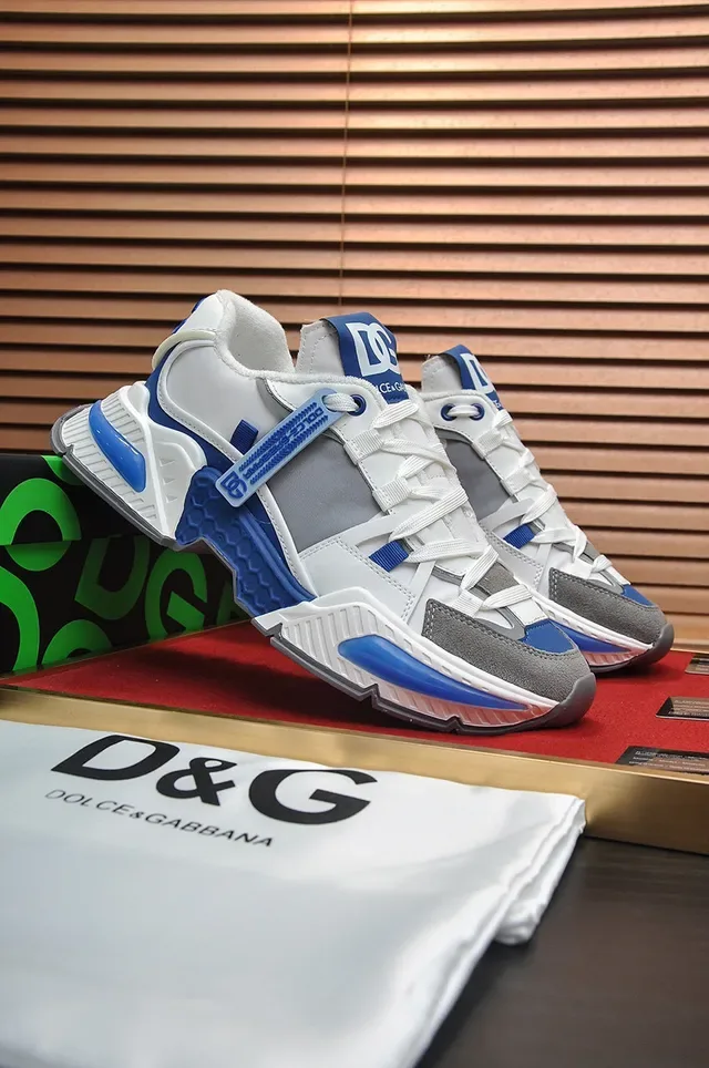 Dolce & Gabbana White Blue Multi-Panel Construction Sculpted Sole Chunky Sneakers 7