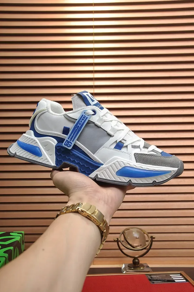 Dolce & Gabbana White Blue Multi-Panel Construction Sculpted Sole Chunky Sneakers 8