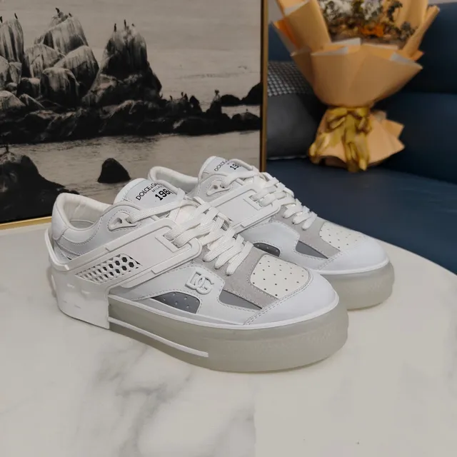 Dolce & Gabbana White Gray Chunky Translucent Sole Perforated Toe Panel Lifestyle Sneakers 2