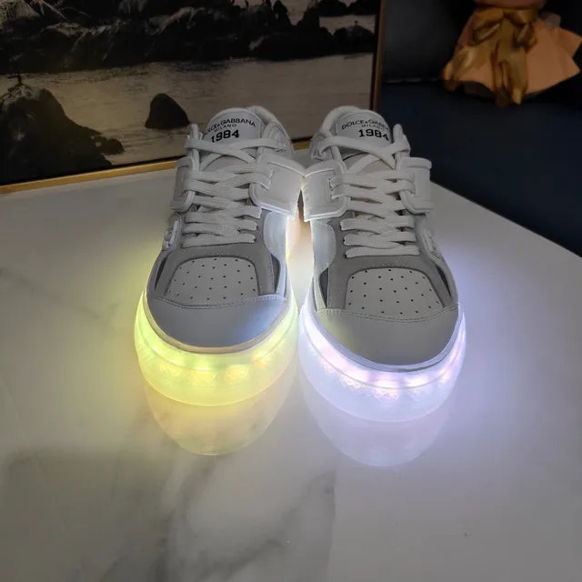 Dolce & Gabbana White Gray Chunky Translucent Sole Perforated Toe Panel Lifestyle Sneakers 3