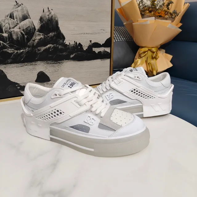 Dolce & Gabbana White Gray Chunky Translucent Sole Perforated Toe Panel Lifestyle Sneakers 8