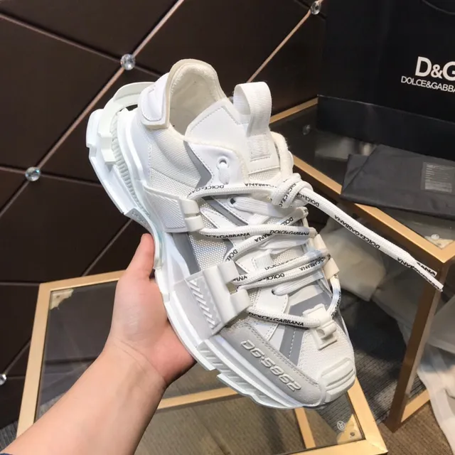 Dolce & Gabbana White Gray Sole Multi-Strap Overlay Chunky Sneakers 2
