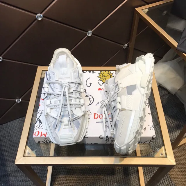 Dolce & Gabbana White Gray Sole Multi-Strap Overlay Chunky Sneakers 7