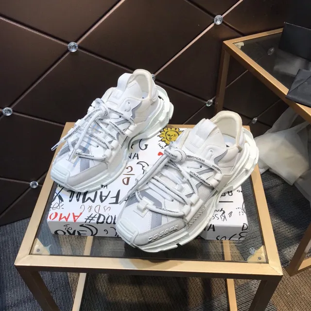 Dolce & Gabbana White Gray Sole Multi-Strap Overlay Chunky Sneakers 8