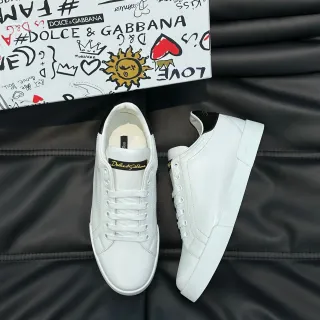 Dolce & Gabbana White Leather Low-Top Lifestyle Sneakers