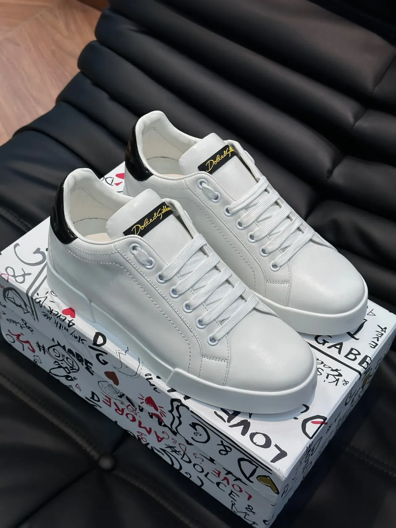 Dolce & Gabbana White Leather Low-Top Lifestyle Sneakers 2