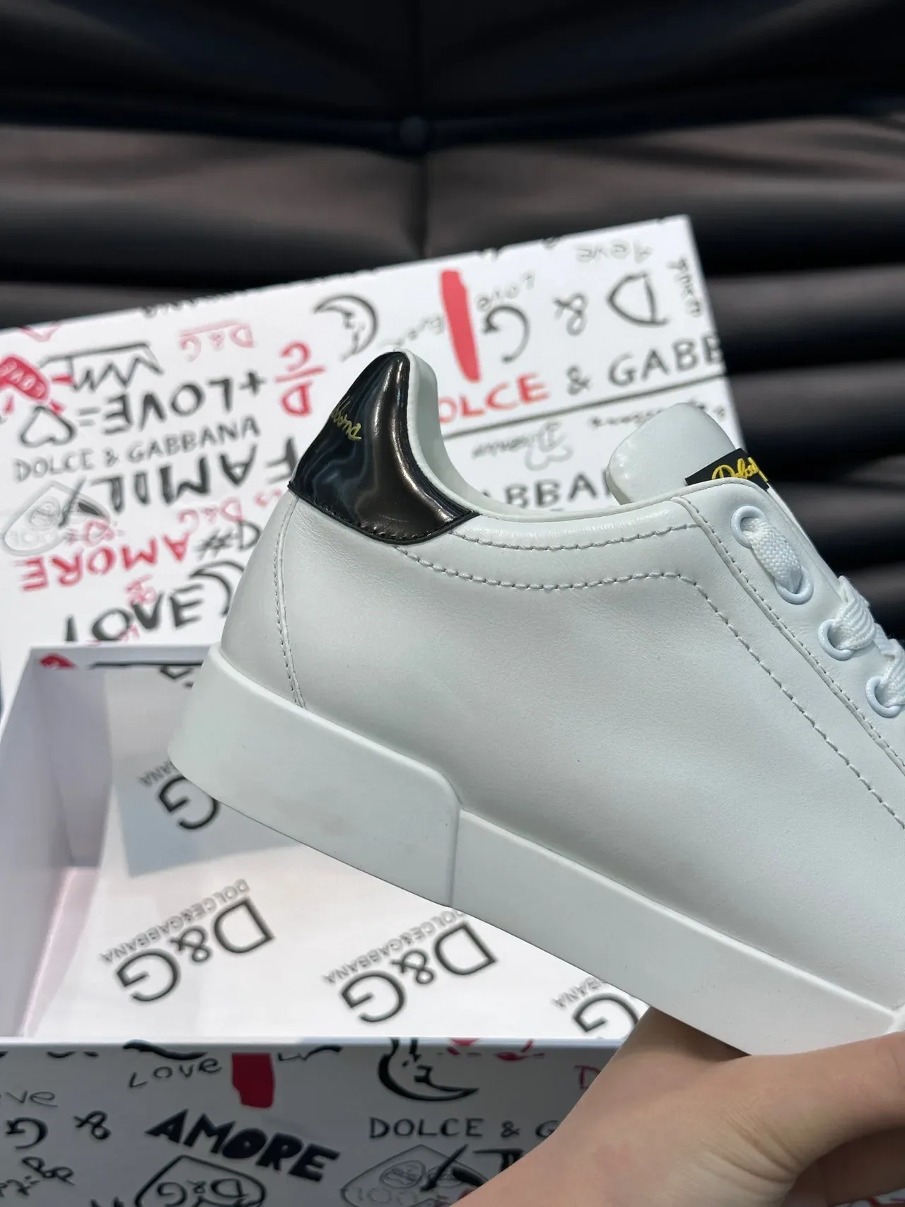 Dolce & Gabbana White Leather Low-Top Lifestyle Sneakers 4