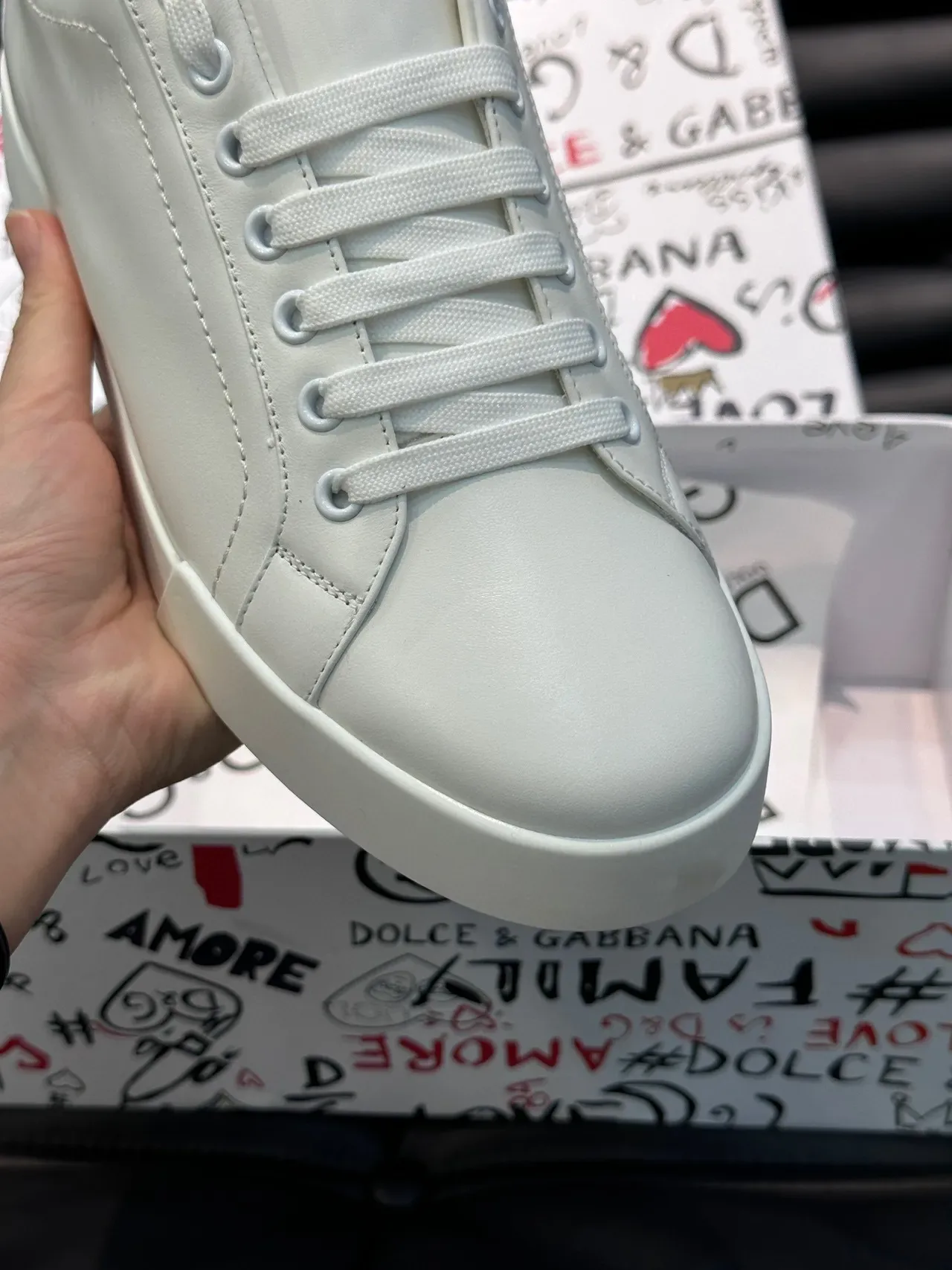 Dolce & Gabbana White Leather Low-Top Lifestyle Sneakers 5