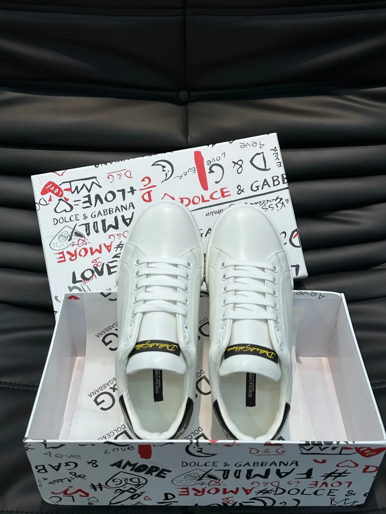 Dolce & Gabbana White Leather Low-Top Lifestyle Sneakers 8
