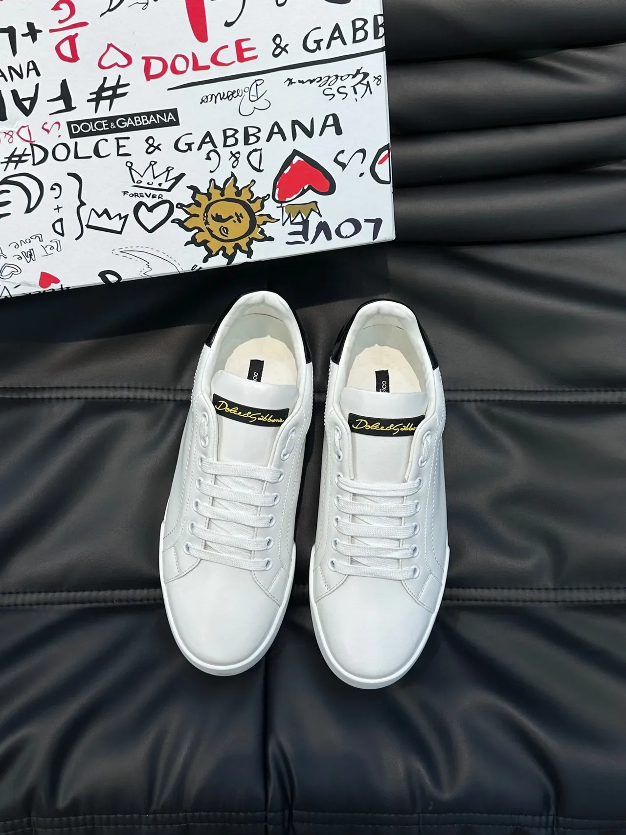Dolce & Gabbana White Leather Low-Top Lifestyle Sneakers 9
