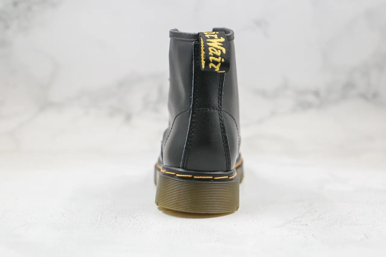 Dr. Martens 1460 Black Smooth Leather Yellow Stitch Martin Boots 3