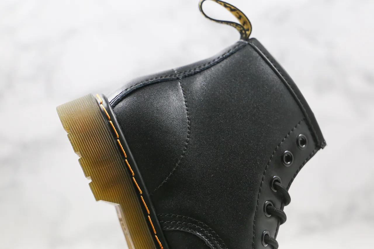 Dr. Martens 1460 Black Smooth Leather Yellow Stitch Martin Boots 4