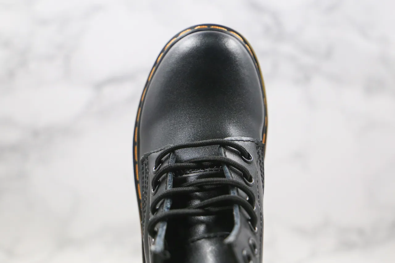 Dr. Martens 1460 Black Smooth Leather Yellow Stitch Martin Boots 5