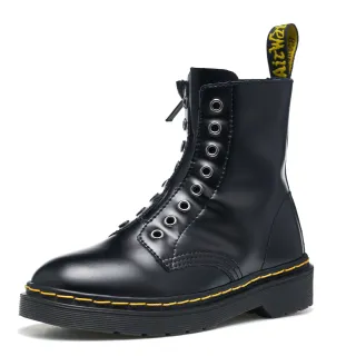 Dr. Martens 1460 Smooth Black Leather Yellow-Stitched Martin Boots