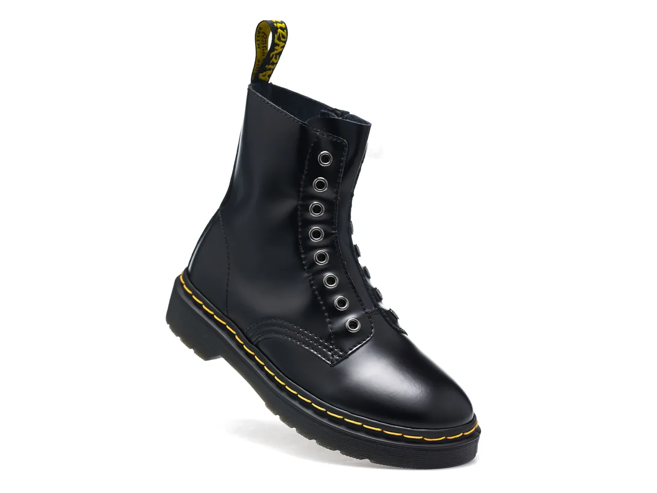 Dr. Martens 1460 Smooth Black Leather Yellow-Stitched Martin Boots 3