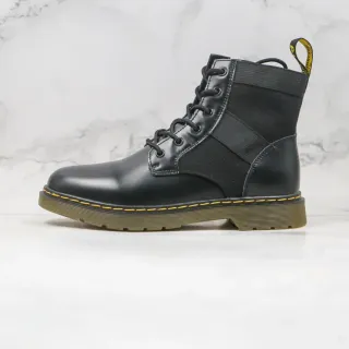 Dr. Martens Black Mixed-Material Lace-Up Ankle Boot