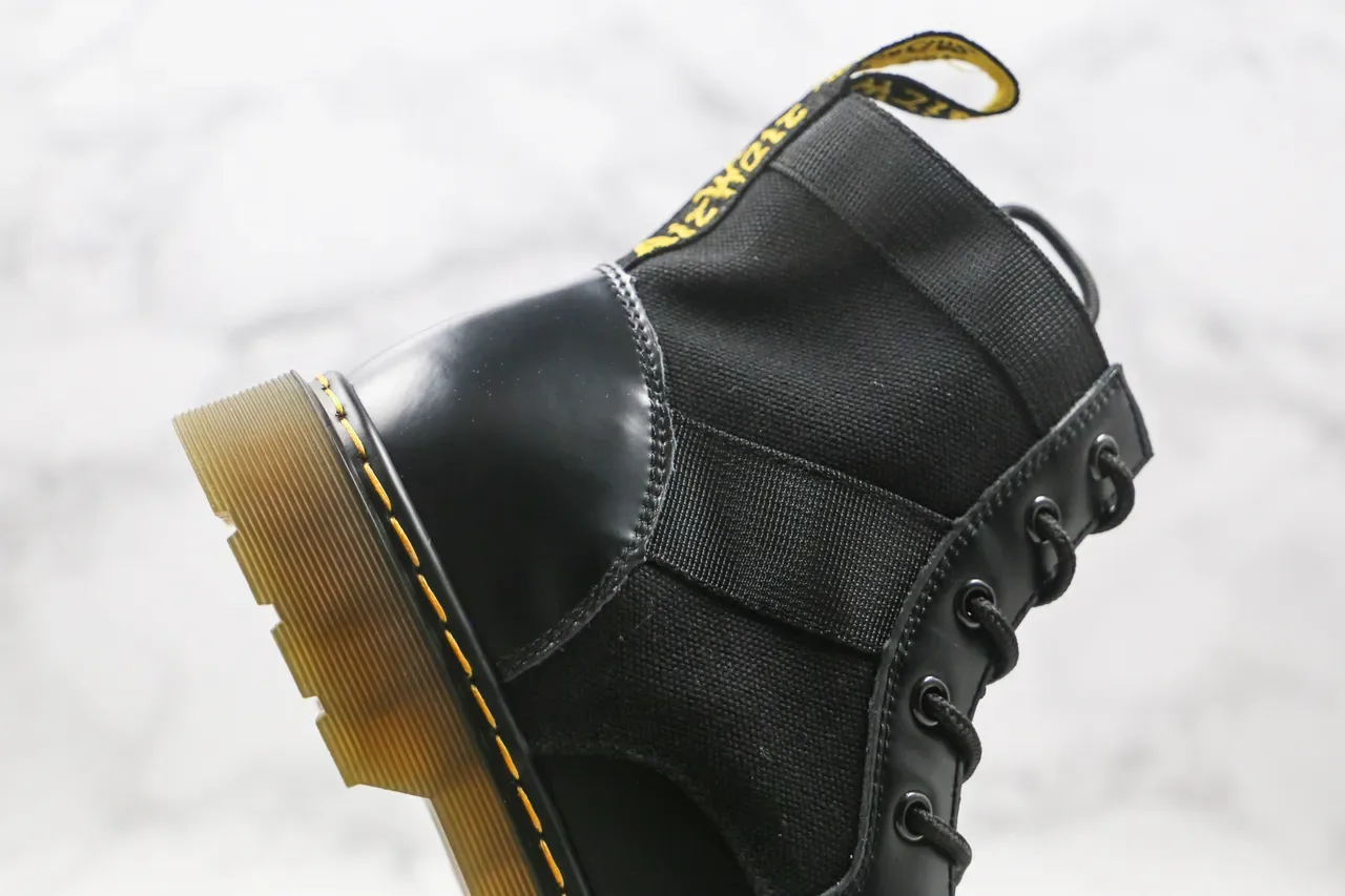 Dr. Martens Black Mixed-Material Lace-Up Ankle Boot 4