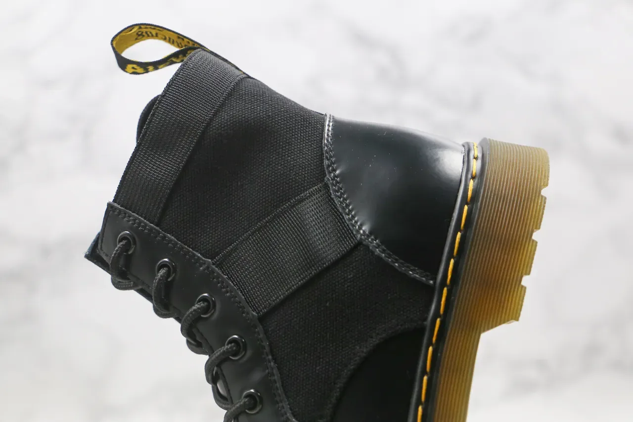 Dr. Martens Black Mixed-Material Lace-Up Ankle Boot 6
