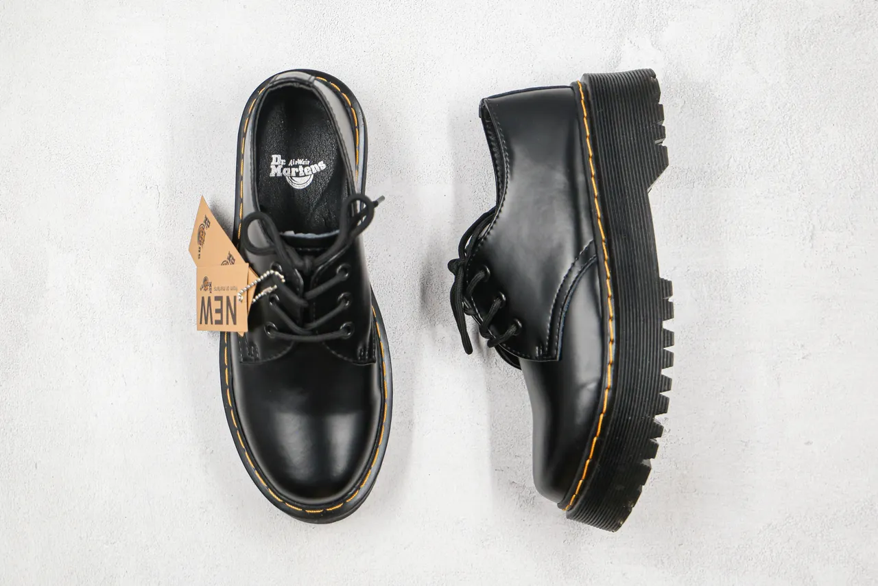 Dr. Martens Jadon Platform Black Leather Oxford Shoes 7