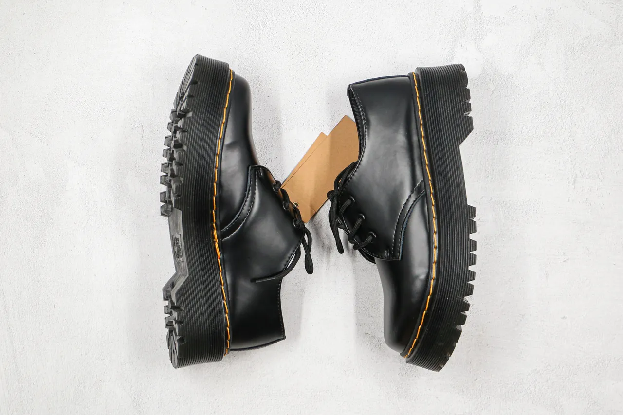 Dr. Martens Jadon Platform Black Leather Oxford Shoes 10
