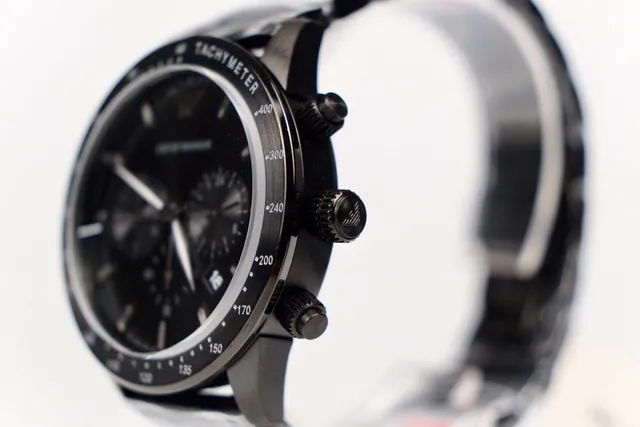 Emporio Armani Chronograph Black Tachymeter Mechanical Watch 2