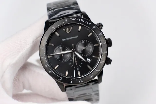 Emporio Armani Chronograph Black Tachymeter Mechanical Watch 5