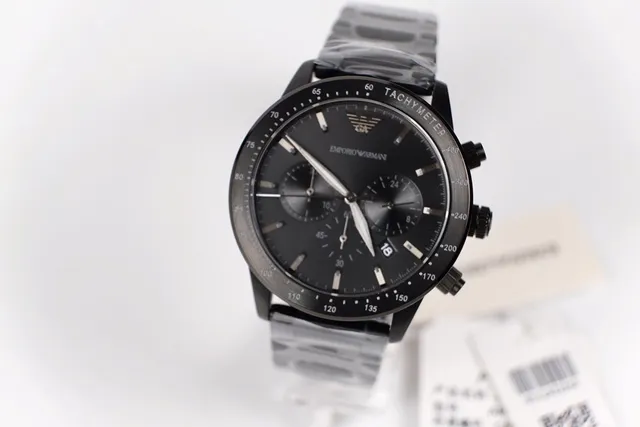 Emporio Armani Chronograph Black Tachymeter Mechanical Watch 6