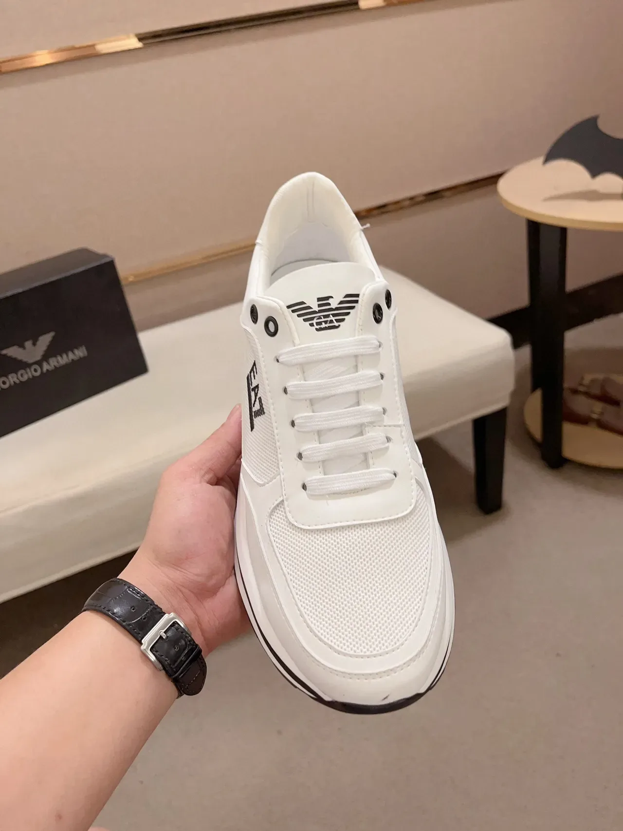 Emporio Armani EA7 White and Black Lifestyle Sneakers 3