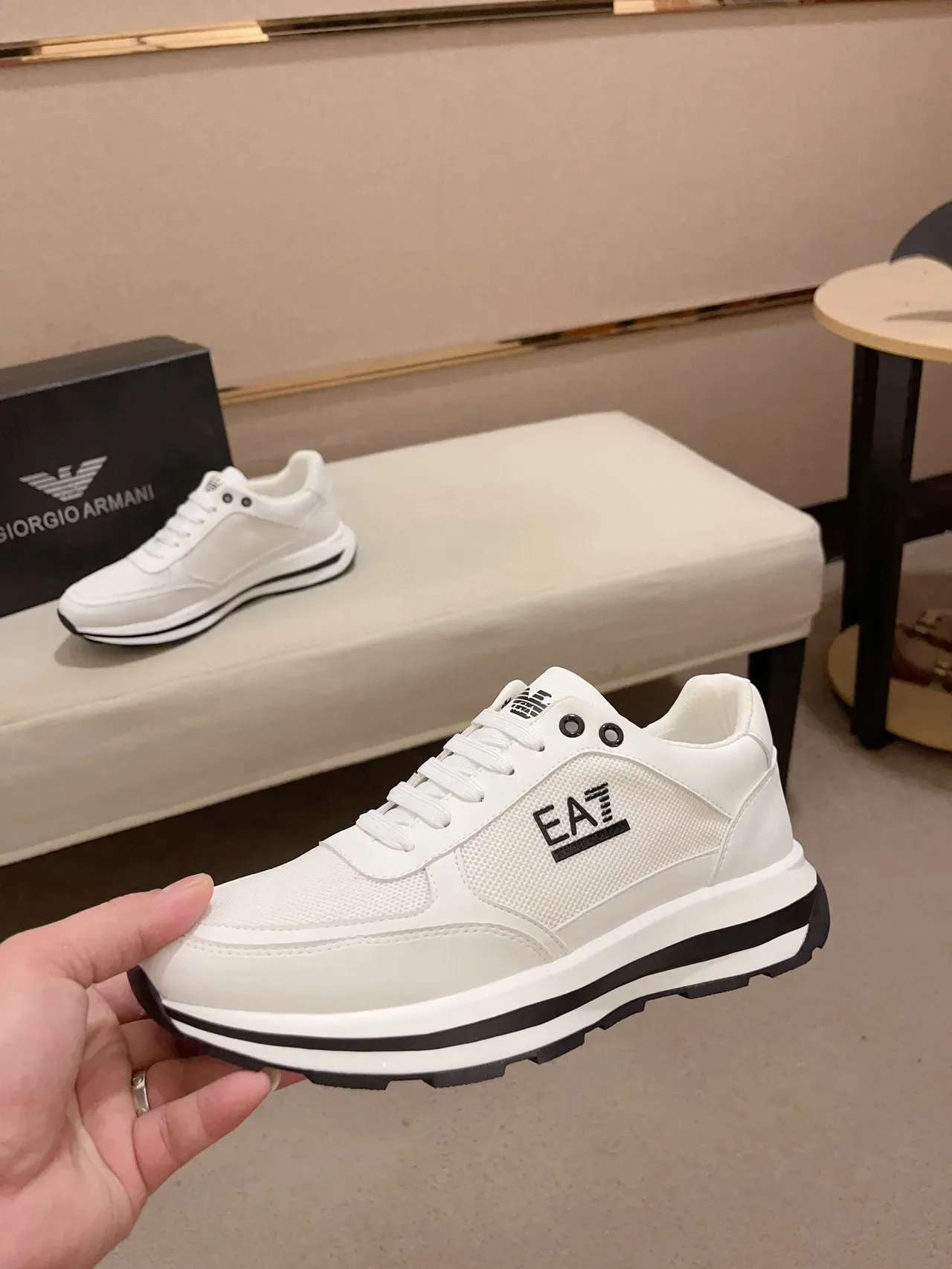 Emporio Armani EA7 White and Black Lifestyle Sneakers 4