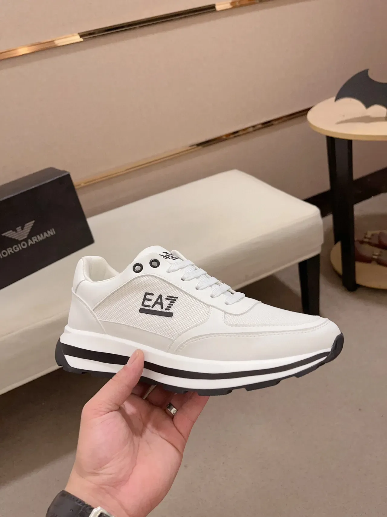 Emporio Armani EA7 White and Black Lifestyle Sneakers 5