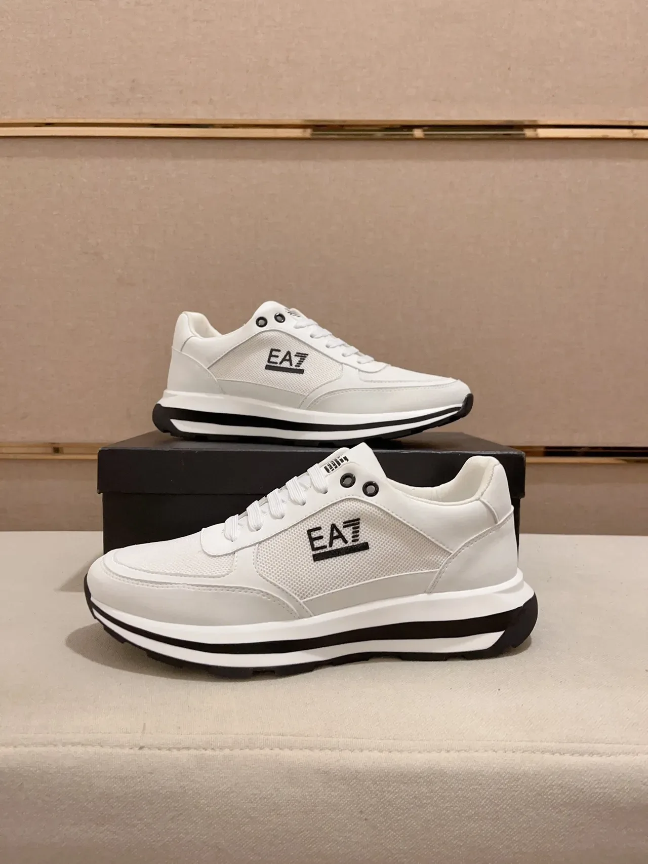 Emporio Armani EA7 White and Black Lifestyle Sneakers 8