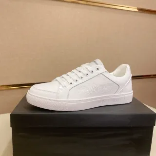 Emporio Armani Lifestyle Sneaker White Low-Top Textured Leather Lifestyle Sneakers